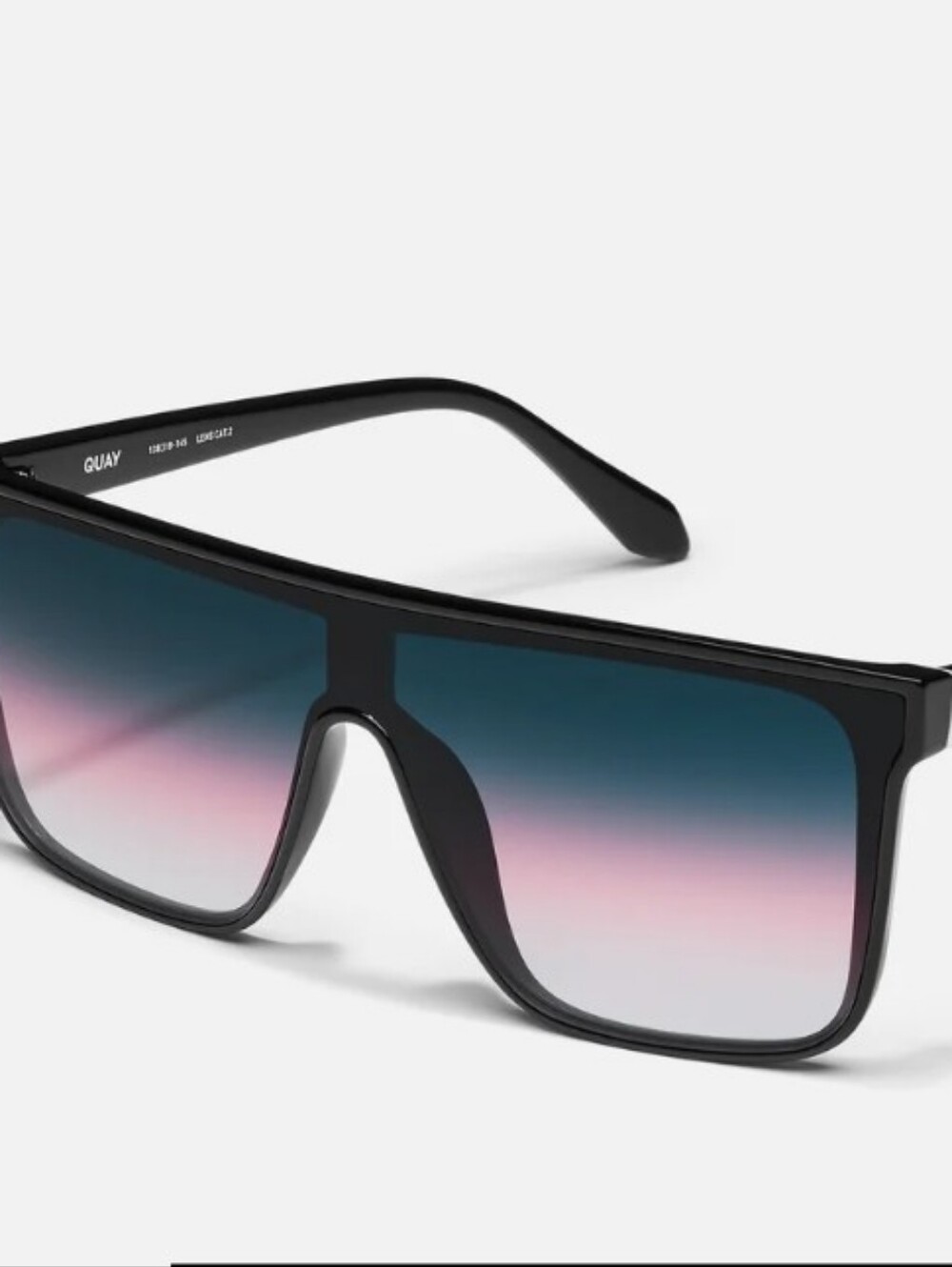 QUAY Australia Nightfall Shield Sunglasses- Black Frame/Teal Glow Lens